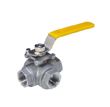 Three way internal thread ball valve